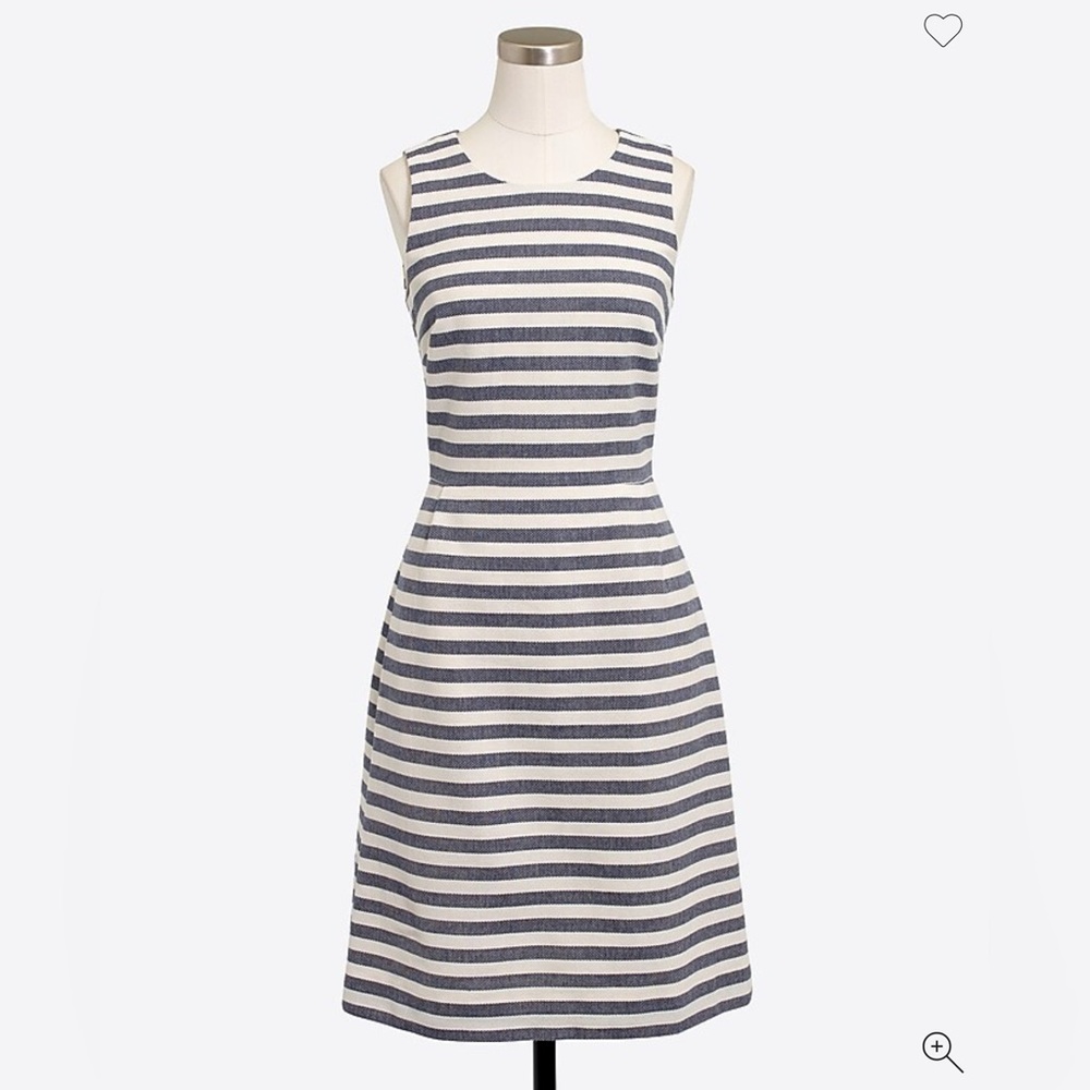 J.Crew Factory blue/white striped pleated shift dress - Size 4
